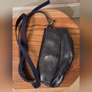 Anthropologie navy blue shoulder bag